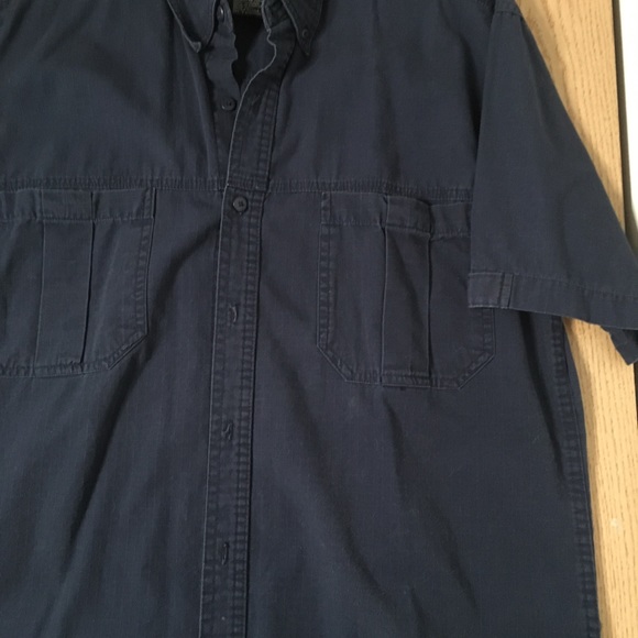Mens Button Down Short Sleeve Shirt Adjustable Arms Dark Blue Size Medium - Picture 4 of 7